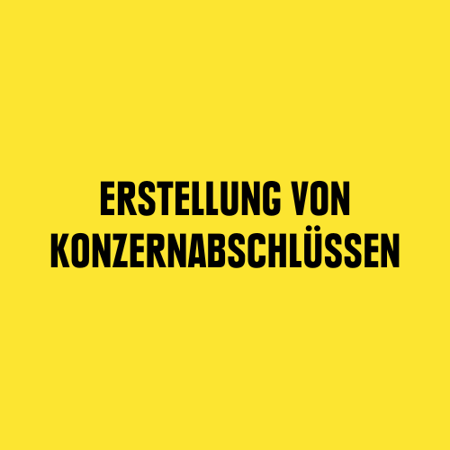 Schwarze Schrift auf gelbem Hintergrund: Erstellung von Konzernabschlüssen