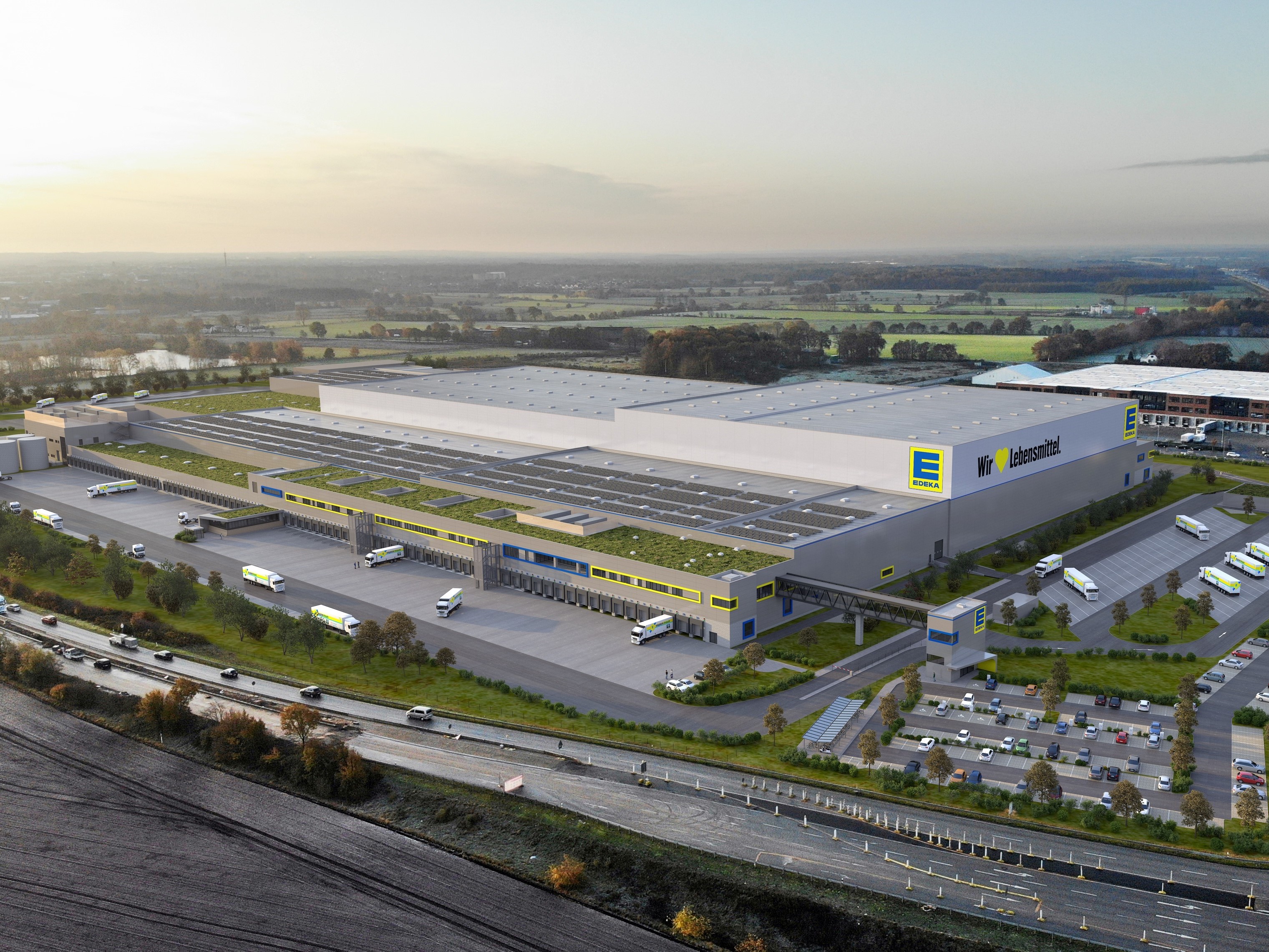 Luftaufnahme des EDEKA Nord Logistikzentrums in Neumünster-Eichhof