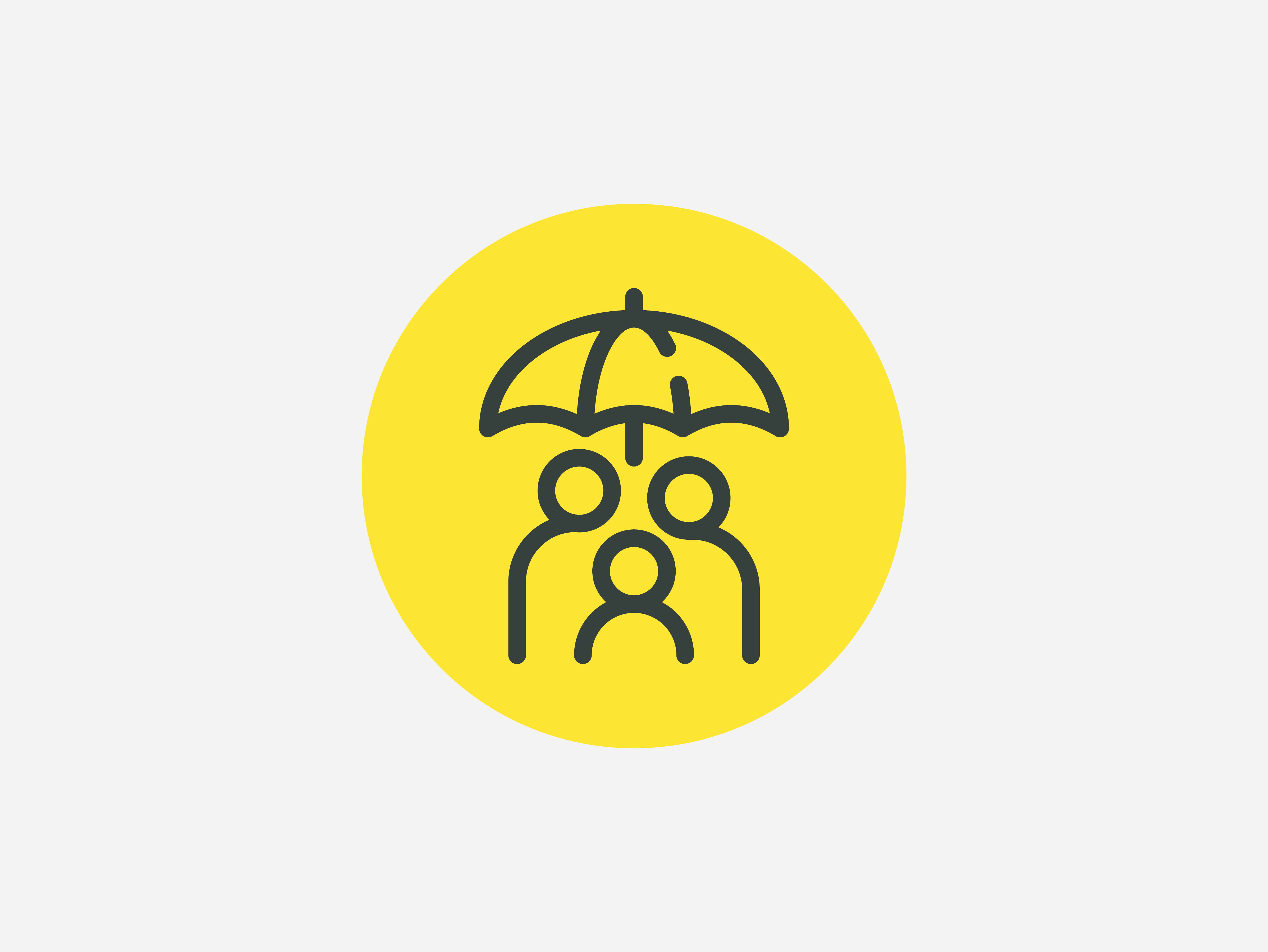 Icon mit Mitarbeiter:innen und Regenschirm als Symbol für Resilienz