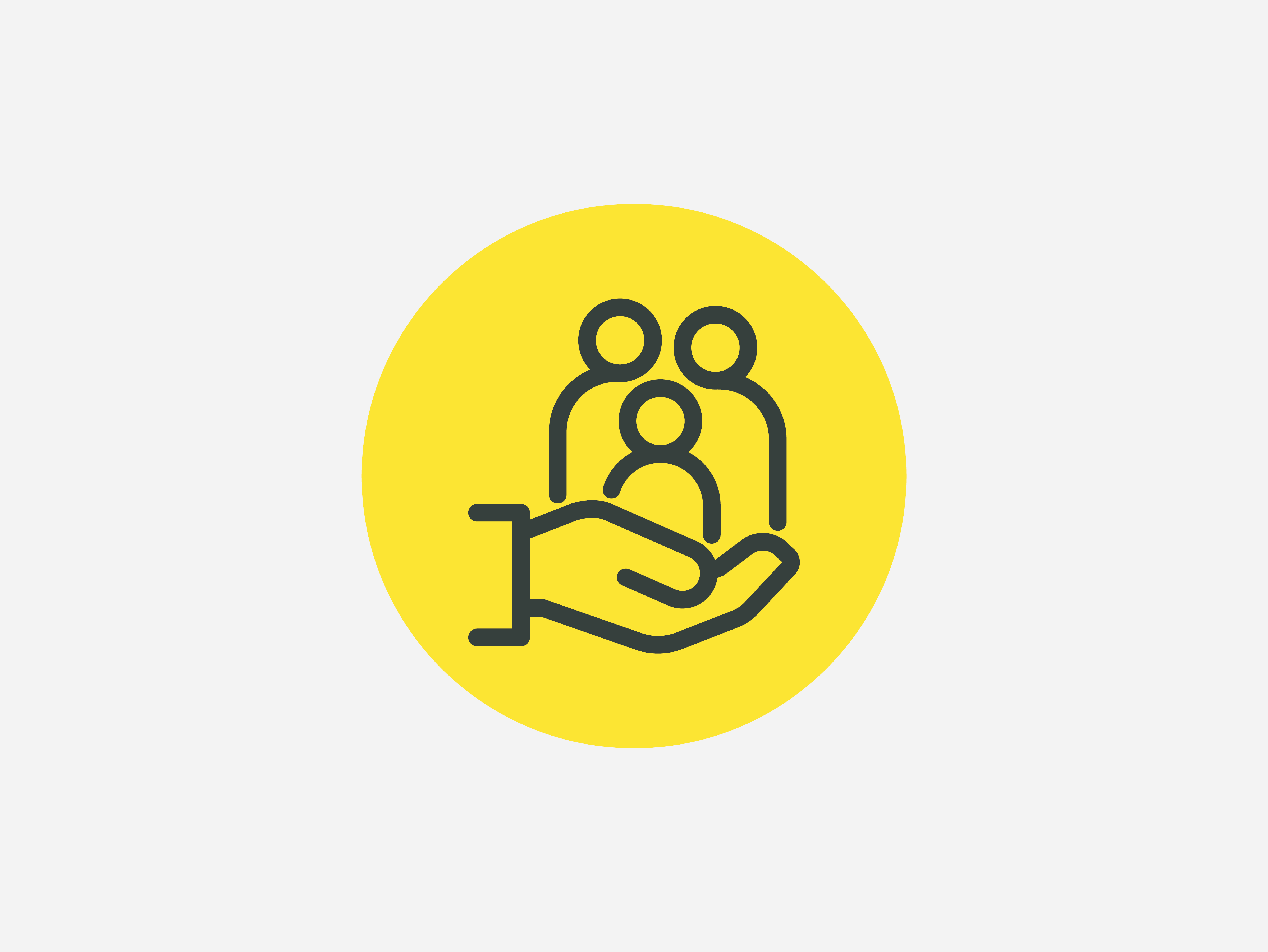 Icon mit Mitarbeiter:innen und Hand als Symbol für Coaching