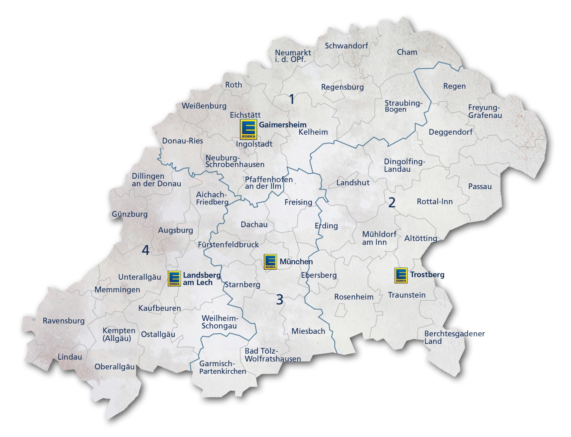 Gebietskarte Südbayern