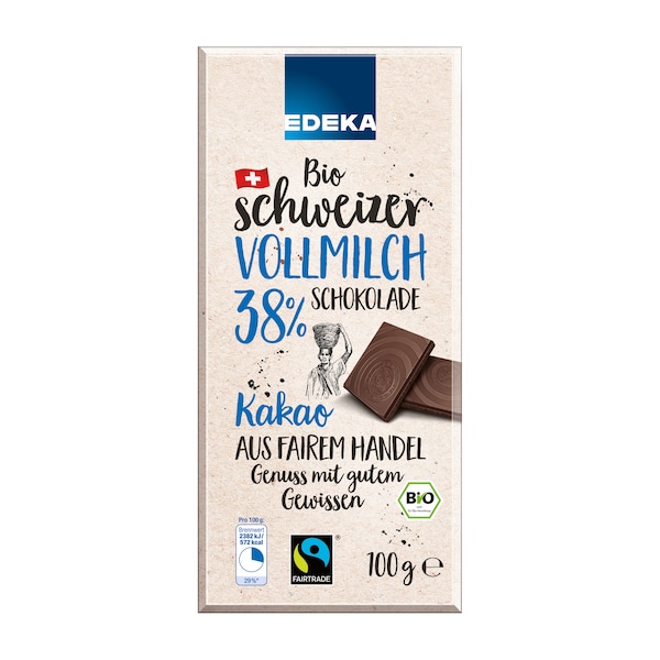 EDEKA Schweizer Edel-Zartbitterschokolade mit 72 % Kakao und ...