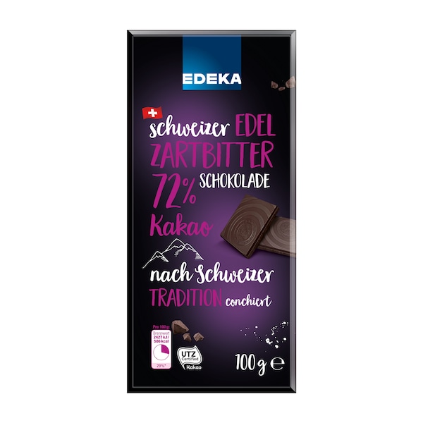 EDEKA Schweizer Edel Zartbitterschokolade mit 72 % Kakao