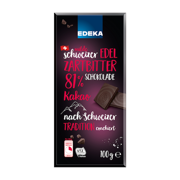 EDEKA Schweizer Edel-Zartbitterschokolade mit 81 % Kakao
