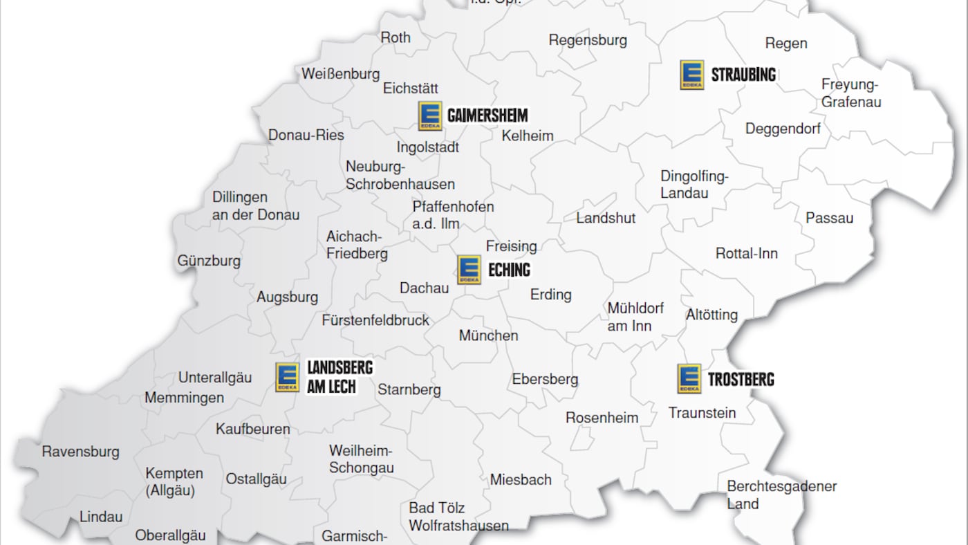 Absatzgebiet der EDEKA Südbayern