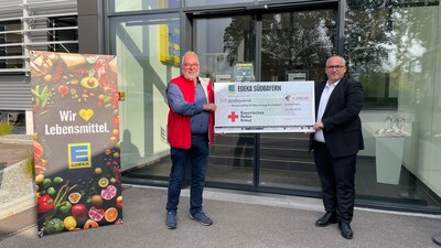 Scheckübergabe EDEKA Südbayern spendet 5.000 Euro an BRK