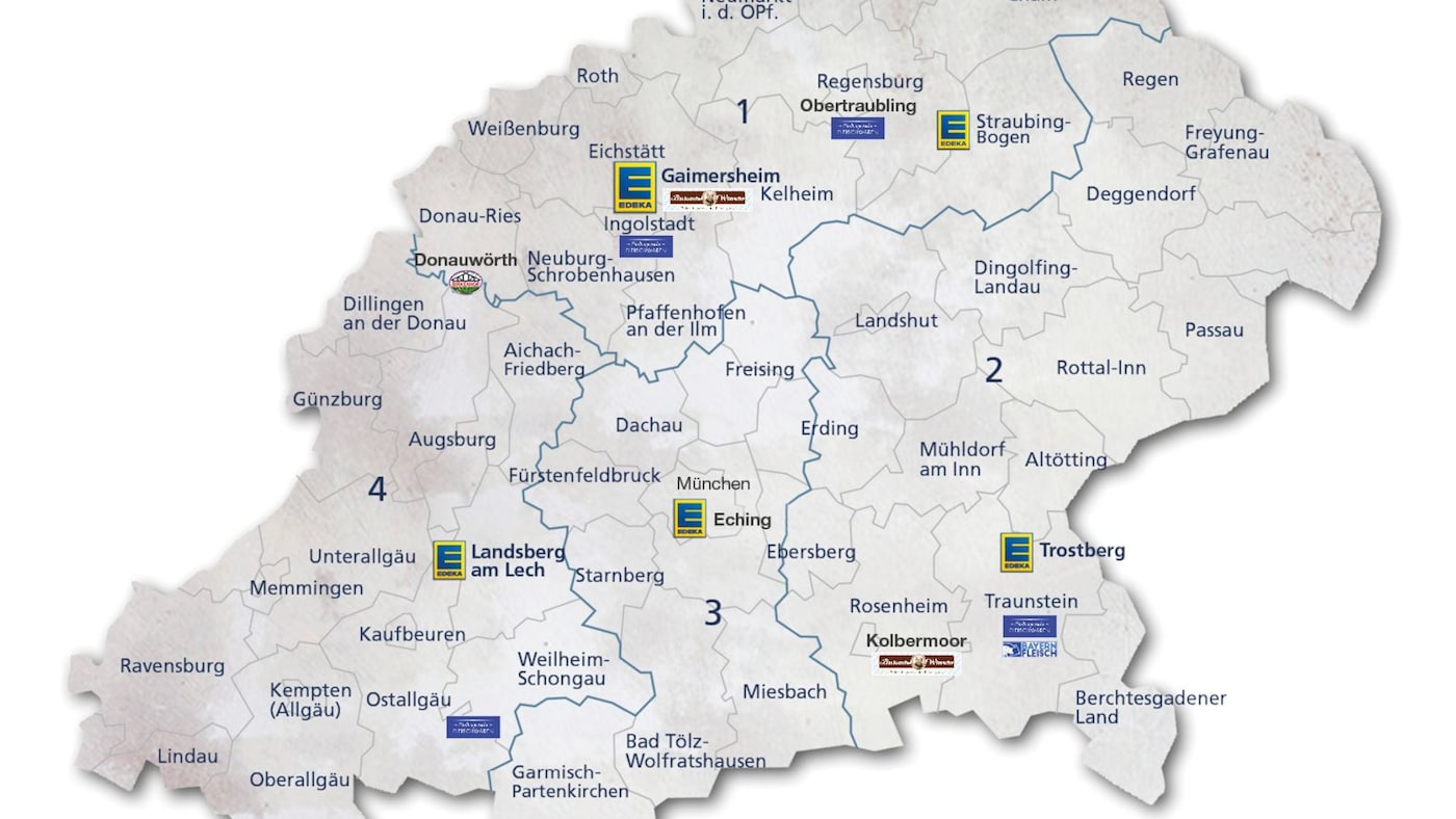 Gebietskarte Südbayern