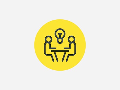 Icon mit Mitarbeiter:innen am Tisch als Symbol für Personalgespräch