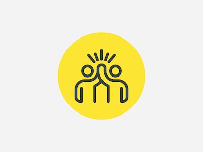 Icon mit Mitarbeiter:innen die in die Hände klatschen als Symbol für Konflikte meistern